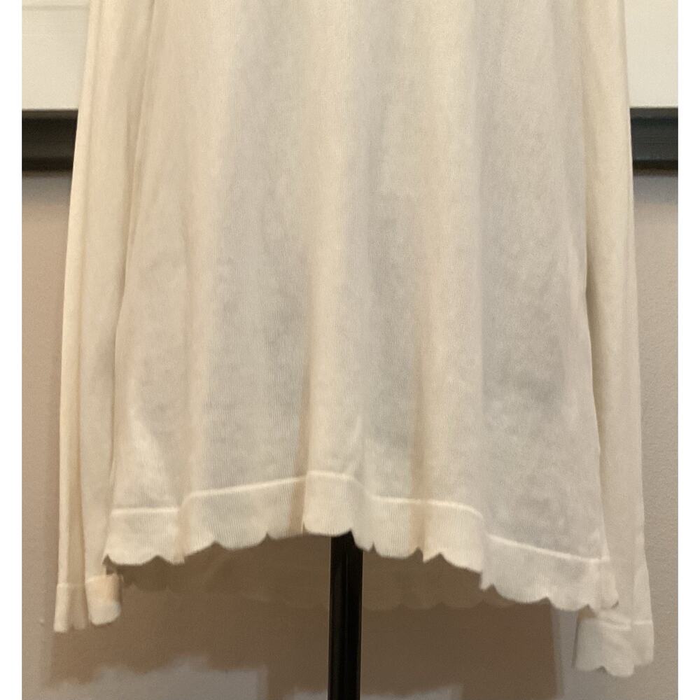 J McLaughlin Cashmere Blend Sweater Ivory Scalloped Hem Size Large New With Tags - Picture 3 of 8